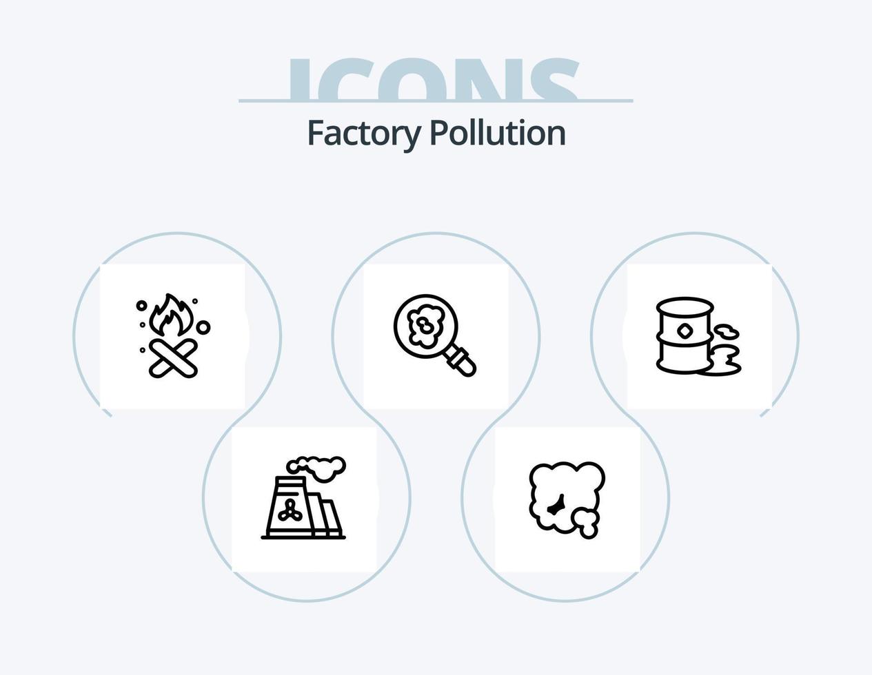 Factory Pollution Line Icon Pack 5 Icon Design. environment. air. heart. pollution. industry vector