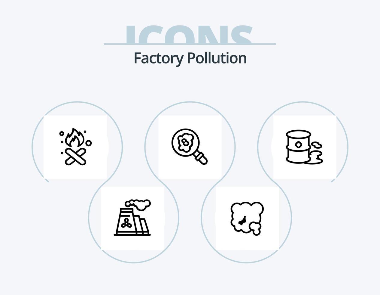 paquete de iconos de línea de contaminación de fábrica 5 diseño de iconos. ambiente. aire. corazón. contaminación. industria vector