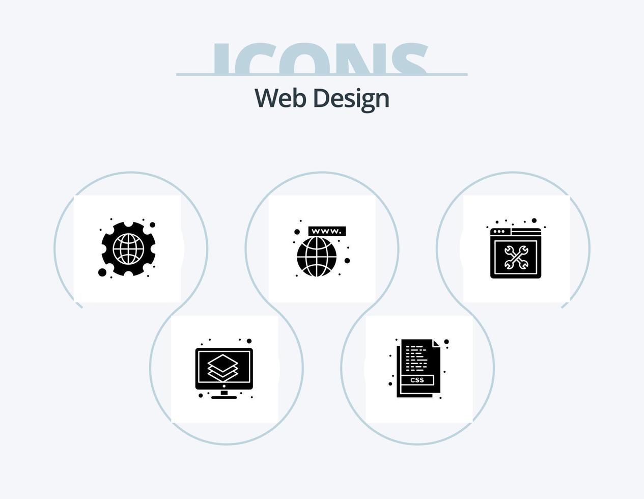 Web Design Glyph Icon Pack 5 Icon Design. design. repair. cog. web. connection vector