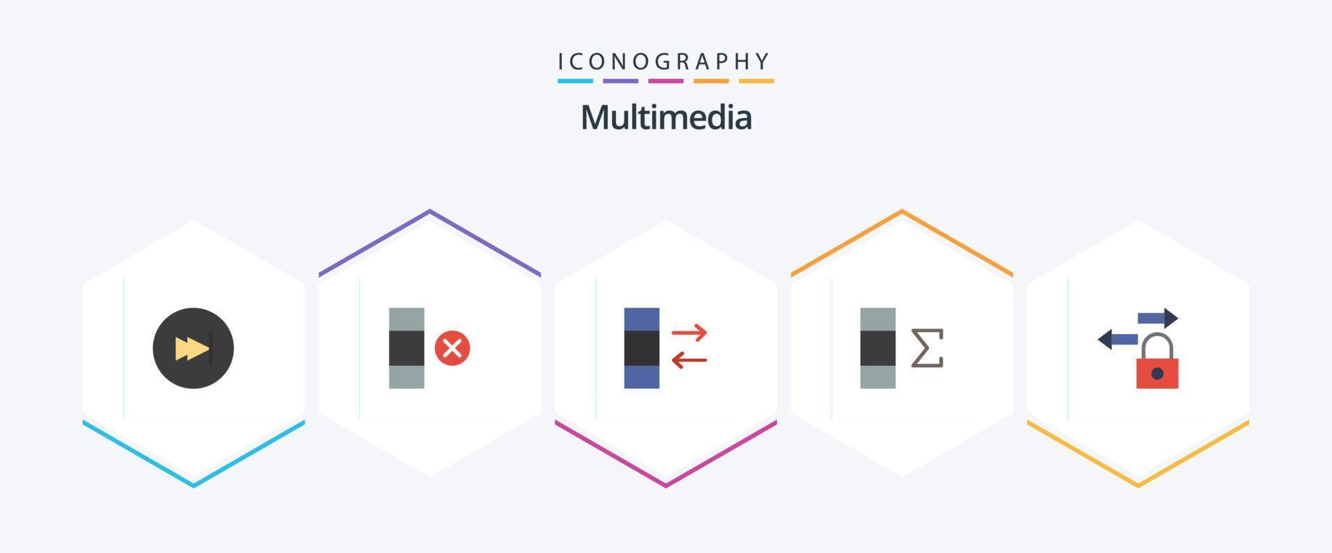Multimedia 25 Flat icon pack including . traffic. data. lock. summary vector