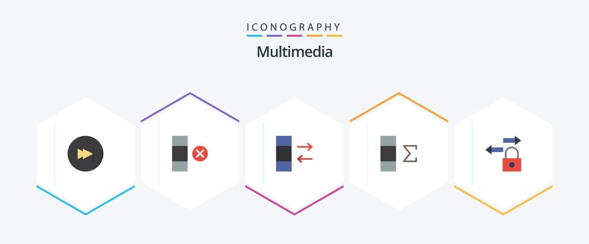 paquete multimedia de 25 iconos planos que incluye . tráfico. datos. cerrar con llave. resumen vector