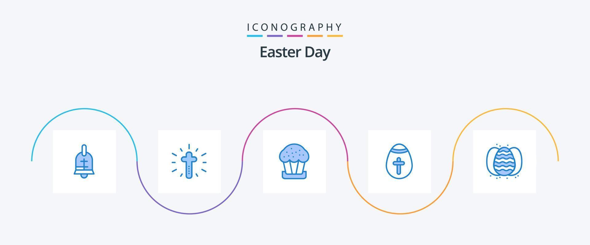 paquete de iconos de pascua azul 5 que incluye pascua. vacaciones. pastel. día festivo. el huevo de Pascua vector