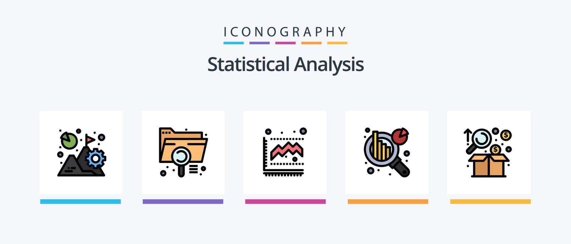 la línea de análisis estadístico llenó el paquete de 5 iconos, incluido el objetivo. junta. meta. flecha. alcanzar. diseño de iconos creativos vector