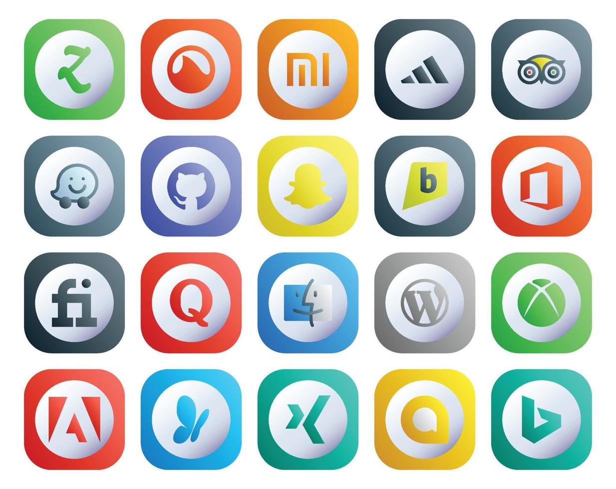 20 Social Media Icon Pack Including xbox wordpress snapchat finder quora vector