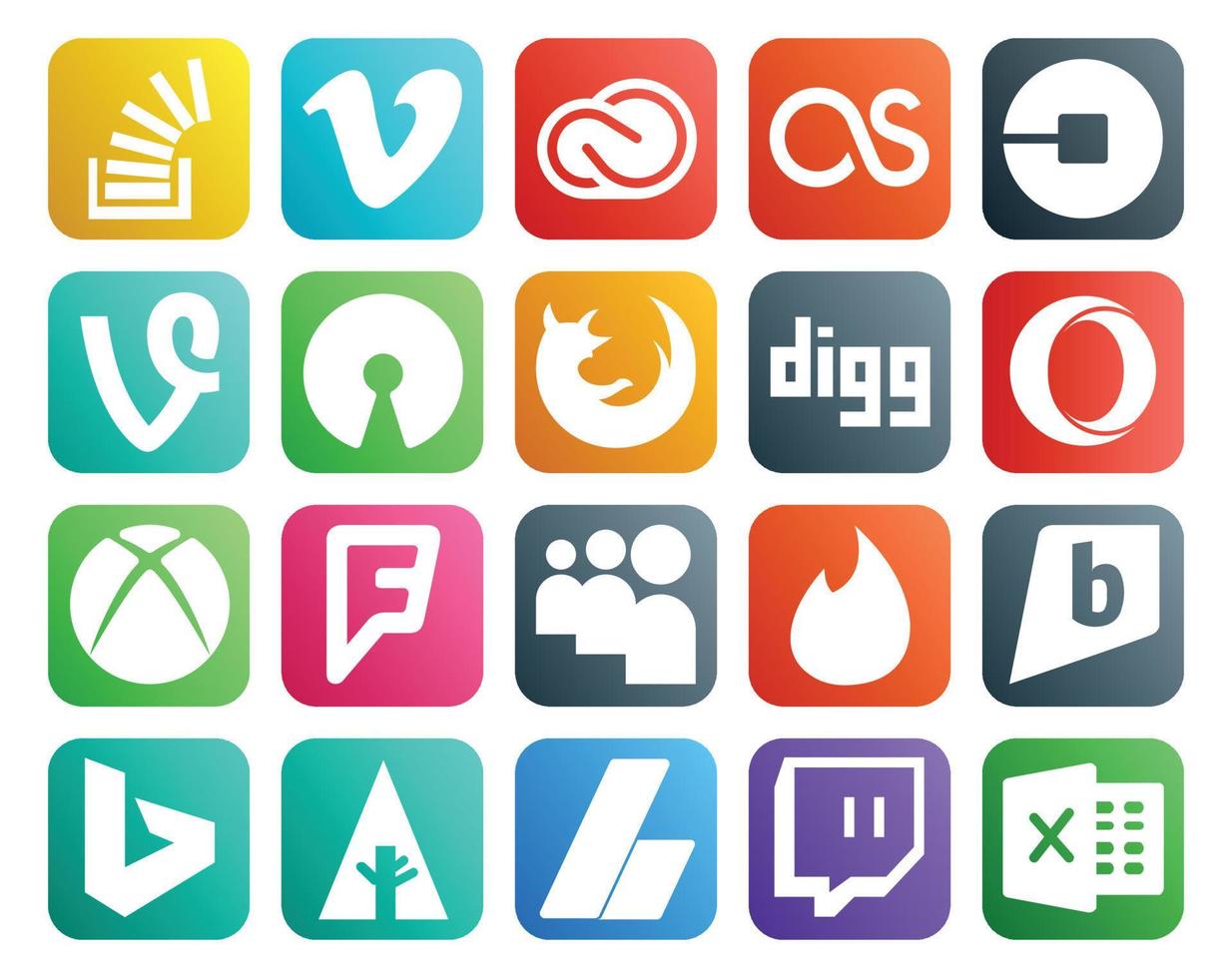 20 Social Media Icon Pack Including digg firefox adobe open source driver vector