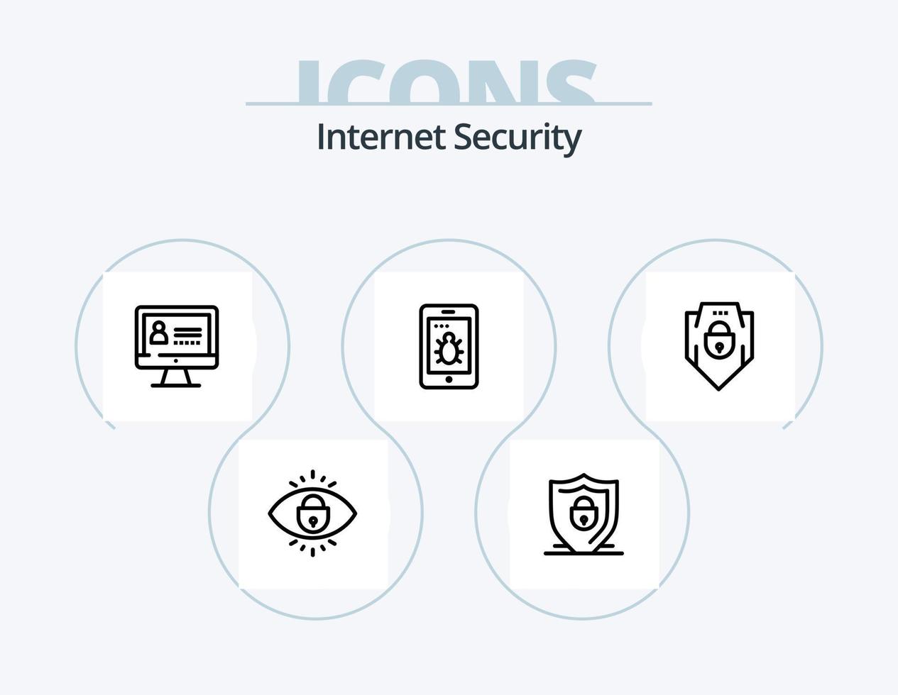 Internet Security Line Icon Pack 5 Icon Design. security. security. data. message. mail vector