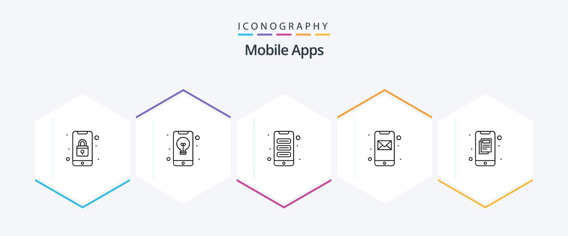 Mobile Apps 25 Line icon pack including mobile. app. idea. mobile. interaction vector