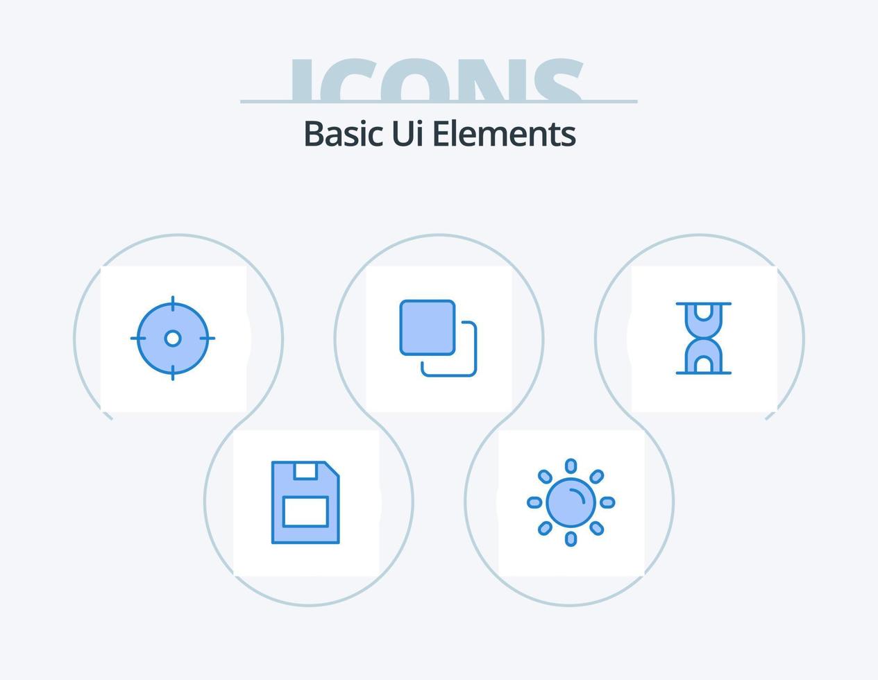 Basic Ui Elements Blue Icon Pack 5 Icon Design. hour. stack. archer. quadruple. four vector