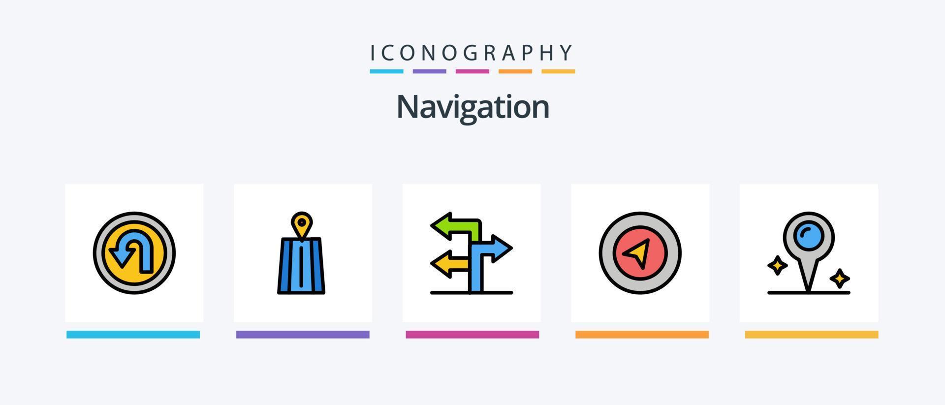 Navigation Line Filled 5 Icon Pack Including explore. lock. location. location. travel. Creative Icons Design vector