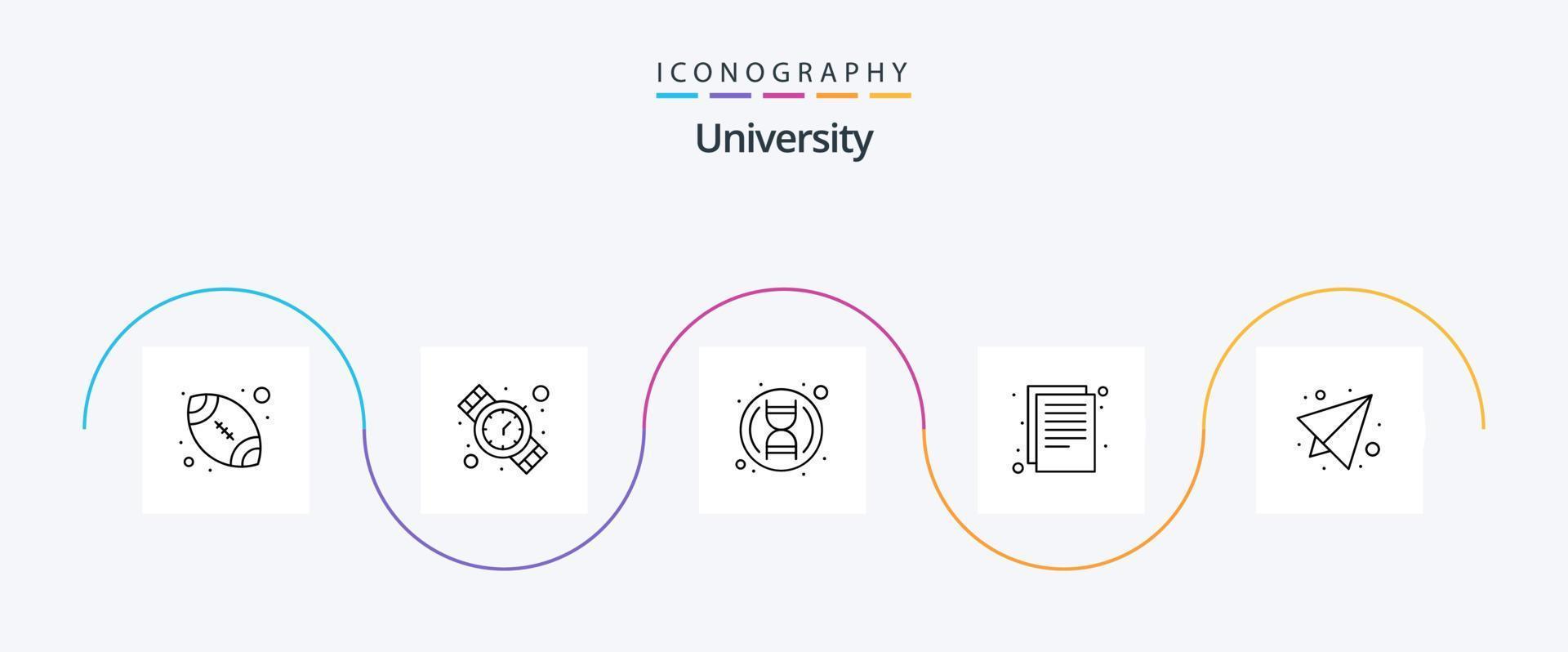 University Line 5 Icon Pack Including paper. paper. academy. notes. documents vector