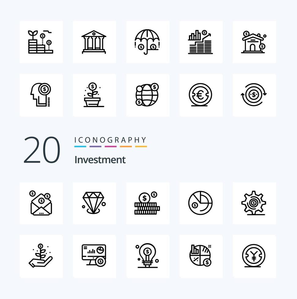 20 Investment Line icon Pack like money business budget investment data vector