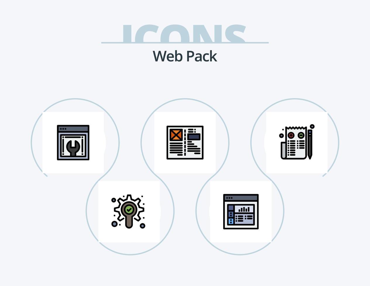 Web Pack Line Filled Icon Pack 5 Icon Design. safari. compass. aim. browser. record vector