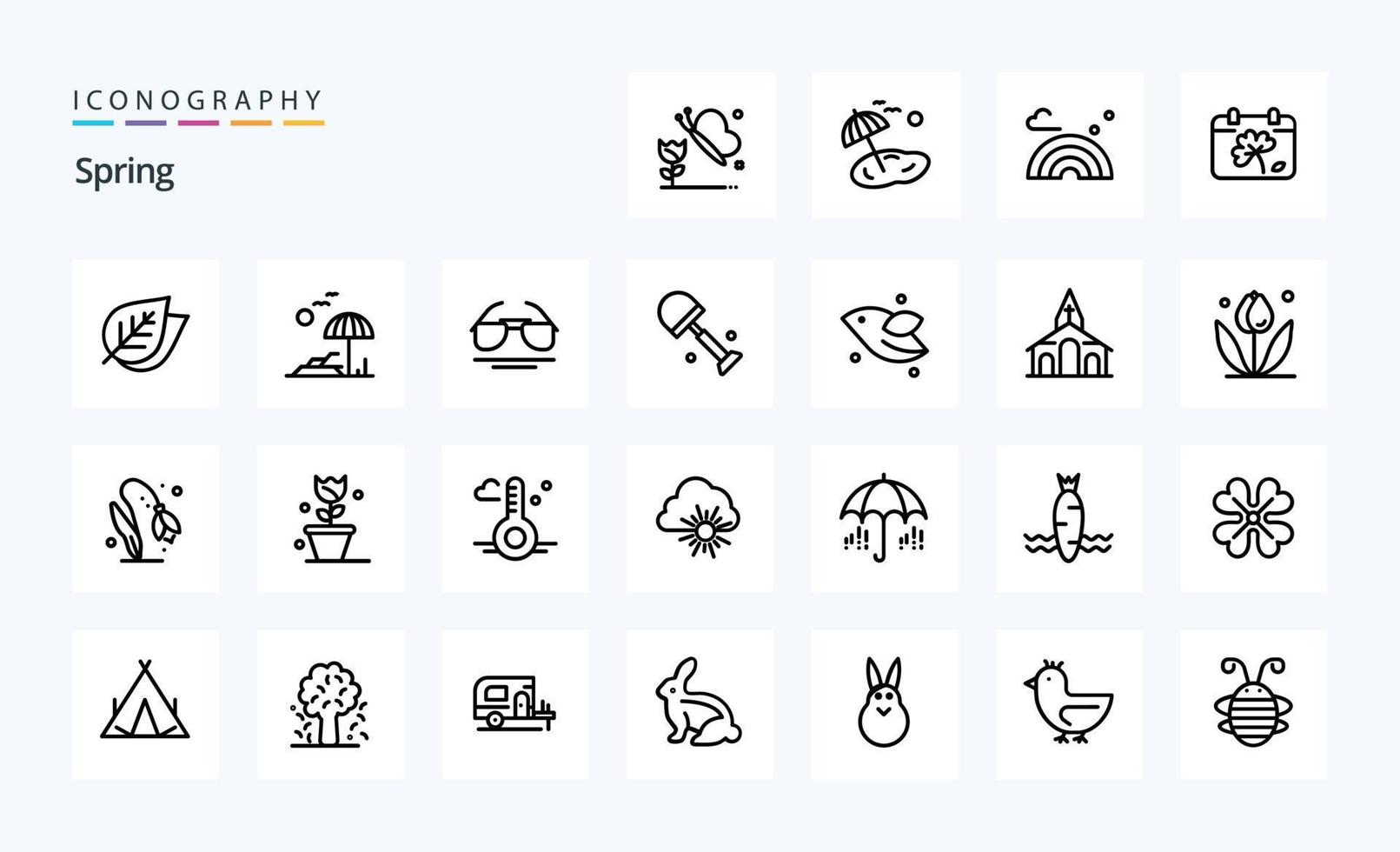 25 Spring Line icon pack vector