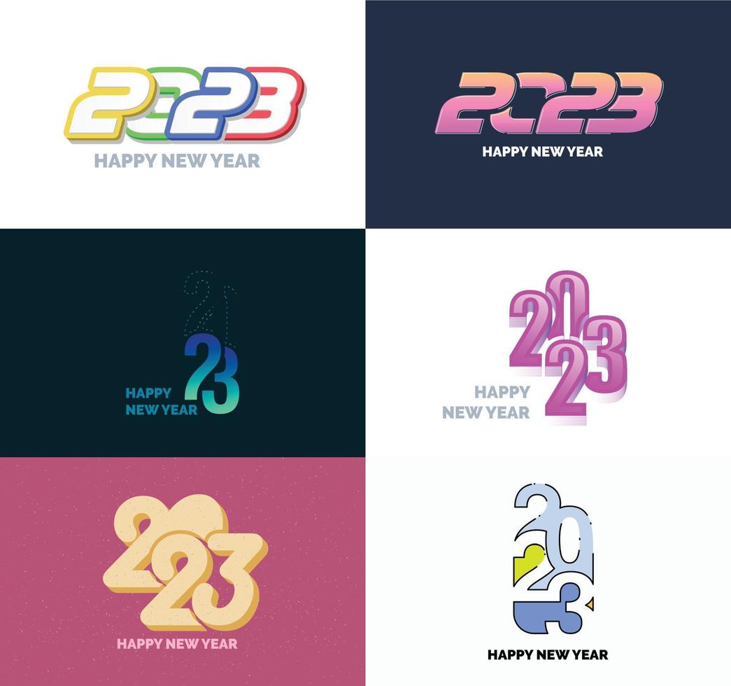 Big Set of 2023 Happy New Year logo text design 2023 number design template vector