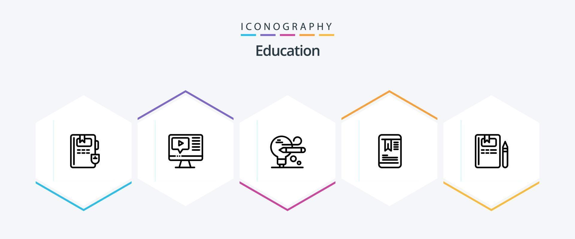 paquete de iconos de 25 líneas de educación que incluye . conocimiento. lápiz. educación. en educación vector