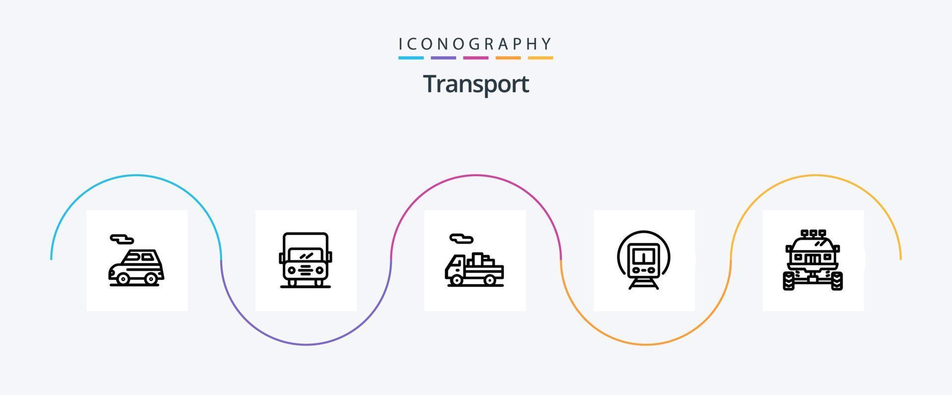 paquete de iconos de la línea de transporte 5 que incluye automóvil. auto. entrega. transporte. tren vector