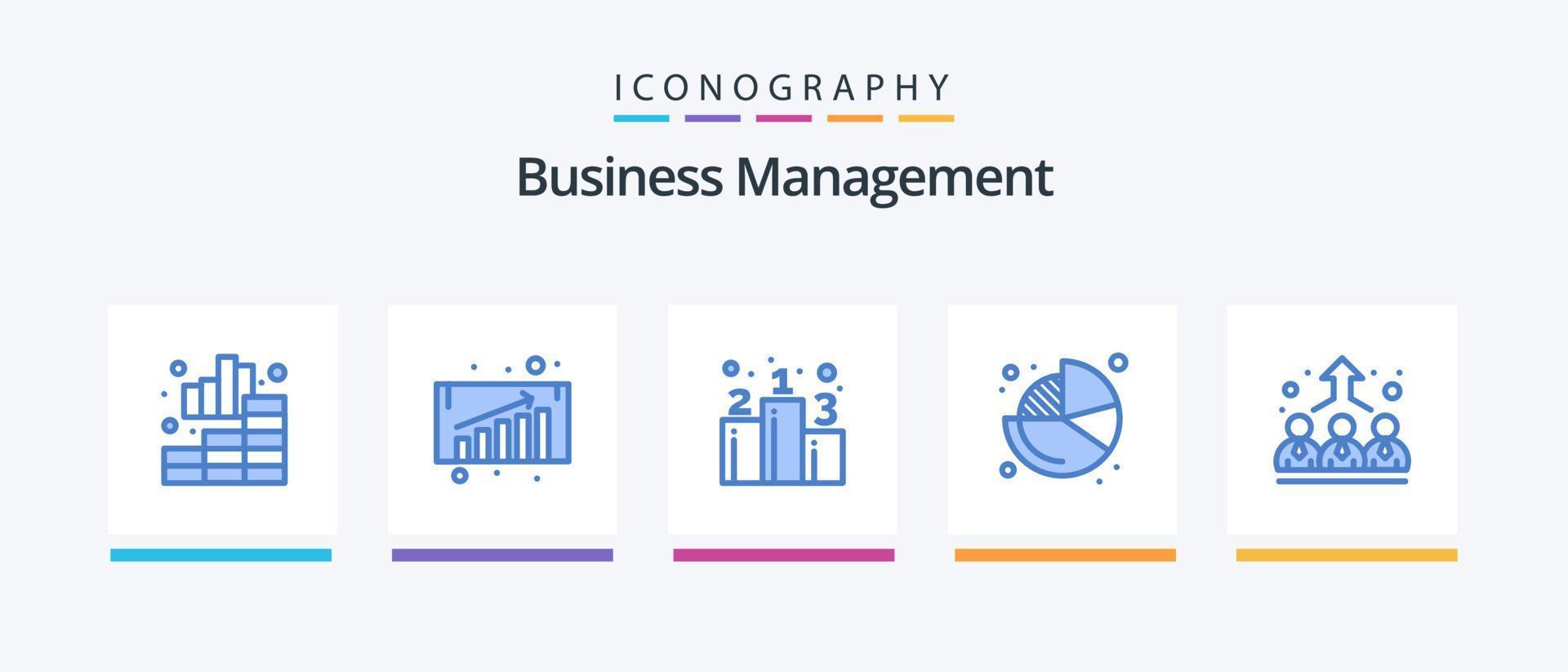 Business Management Blue 5 Icon Pack Including employer. business. position. pie. chart. Creative Icons Design vector