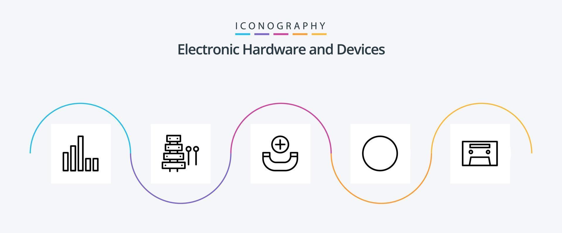 Devices Line 5 Icon Pack Including . audiotape. call. analog. signal vector