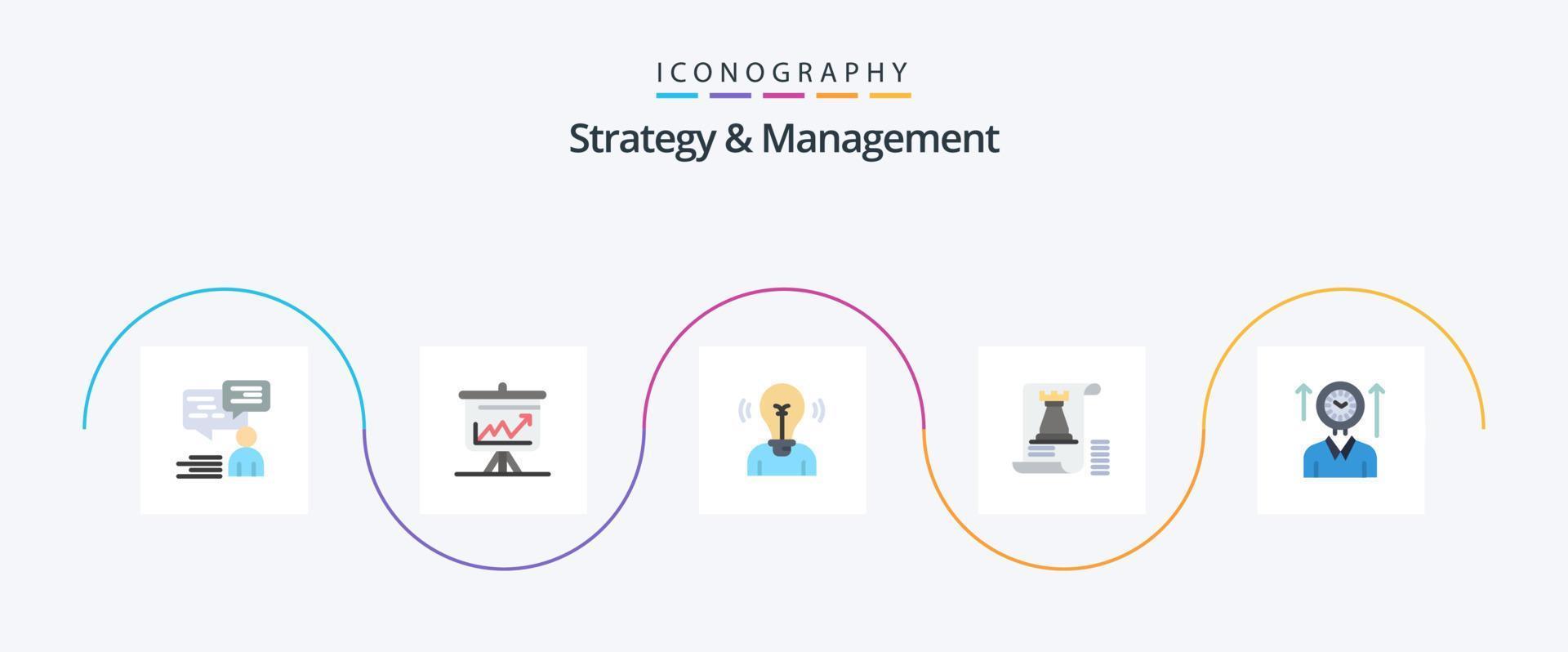 Strategy And Management Flat 5 Icon Pack Including tower. document. board. light. user vector