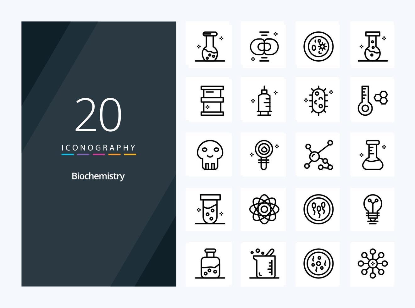 20 Biochemistry Outline icon for presentation vector