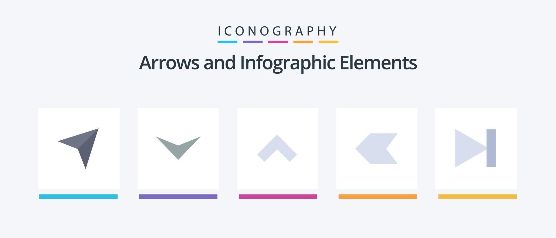 paquete de iconos de flecha plana 5 que incluye. último. arriba. adelante. izquierda. diseño de iconos creativos vector