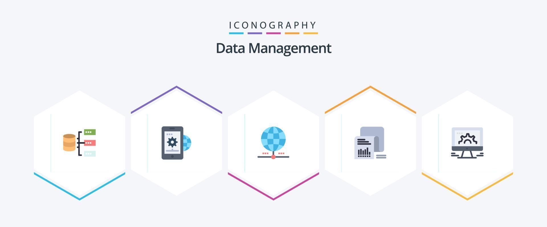 Data Management 25 Flat icon pack including list. data. setting. checklist. data vector