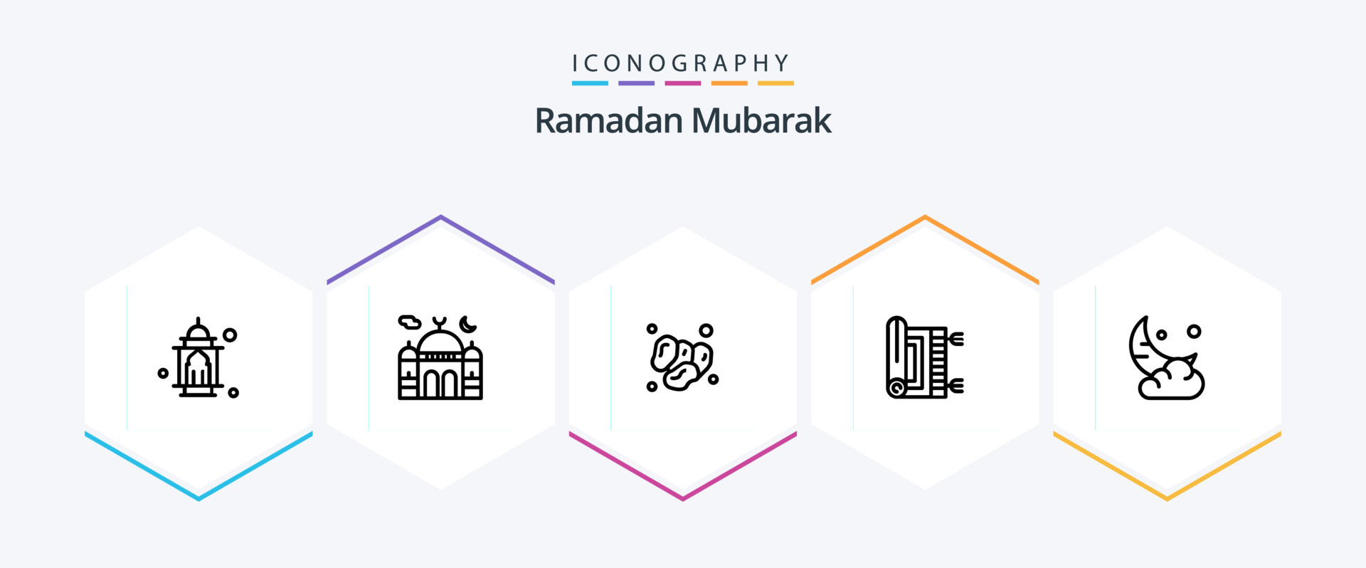 Ramadan 25 Line icon pack including ramadan. moon. ramadan. namaz. rug