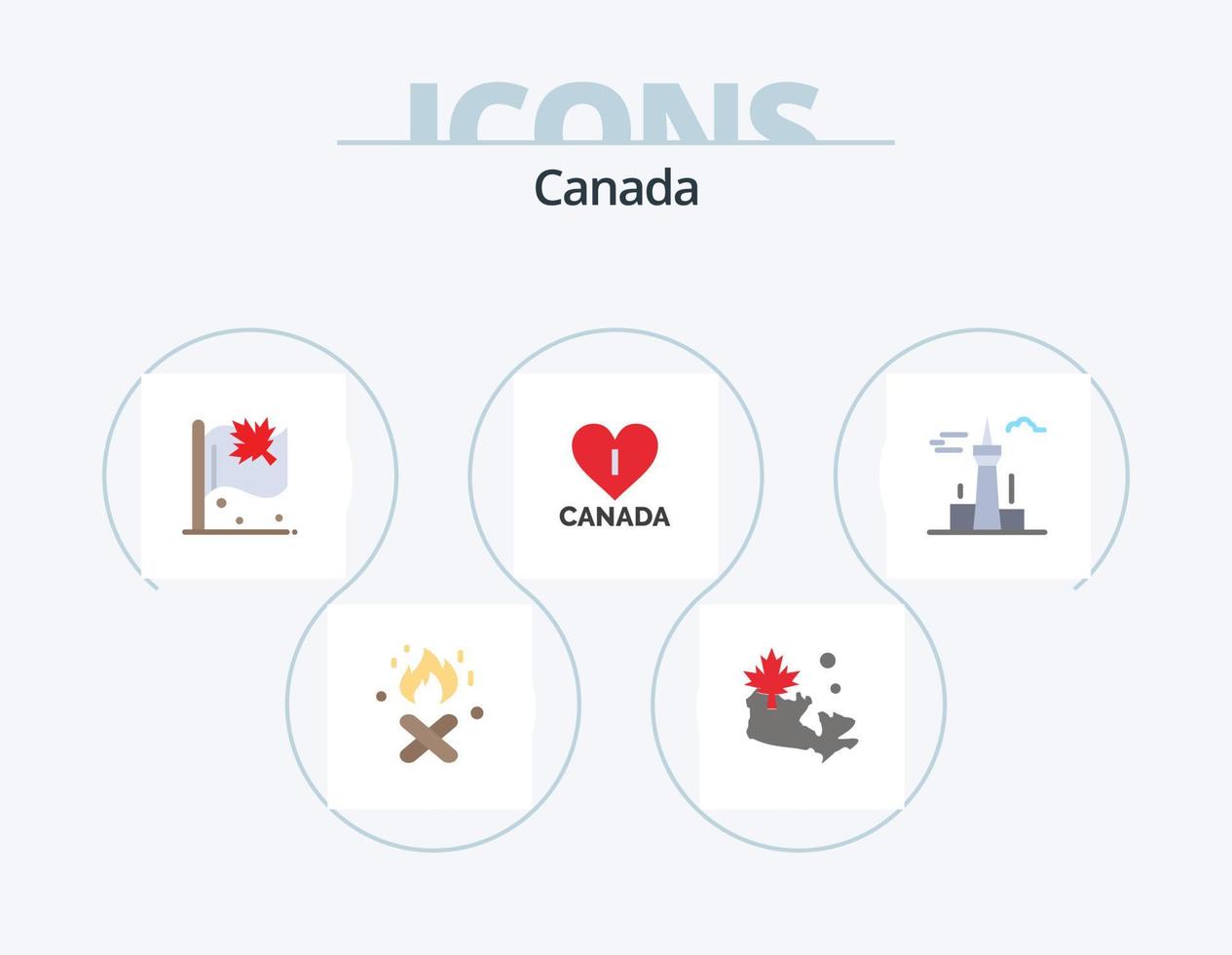Canada Flat Icon Pack 5 Icon Design. landmark. canada. leaf. buildings. canada vector
