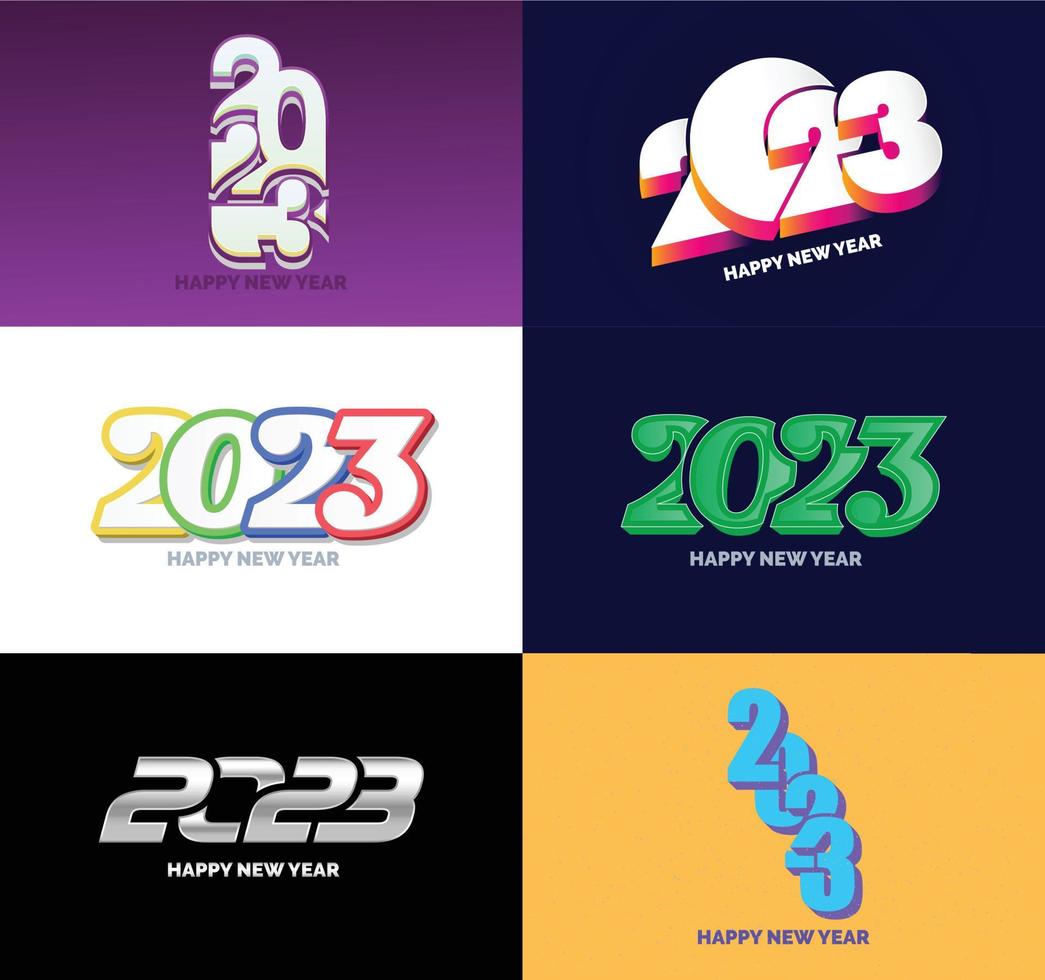 Big Set of 2023 Happy New Year logo text design 2023 number design template vector