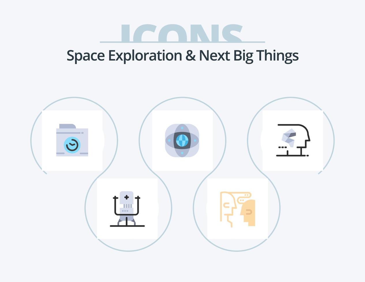 Space Exploration And Next Big Things Flat Icon Pack 5 Icon Design. android. global. interaction. earth. artificial vector