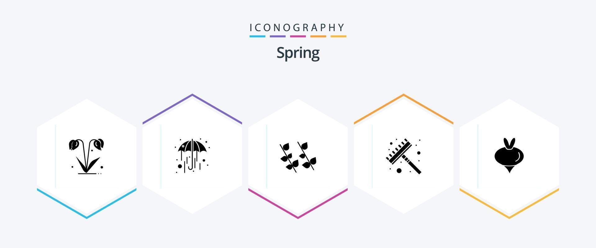 Spring 25 Glyph icon pack including spring. turnip. leaf. food. tool vector