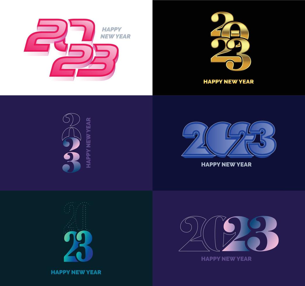 Big Set of 2023 Happy New Year logo text design 2023 number design template vector