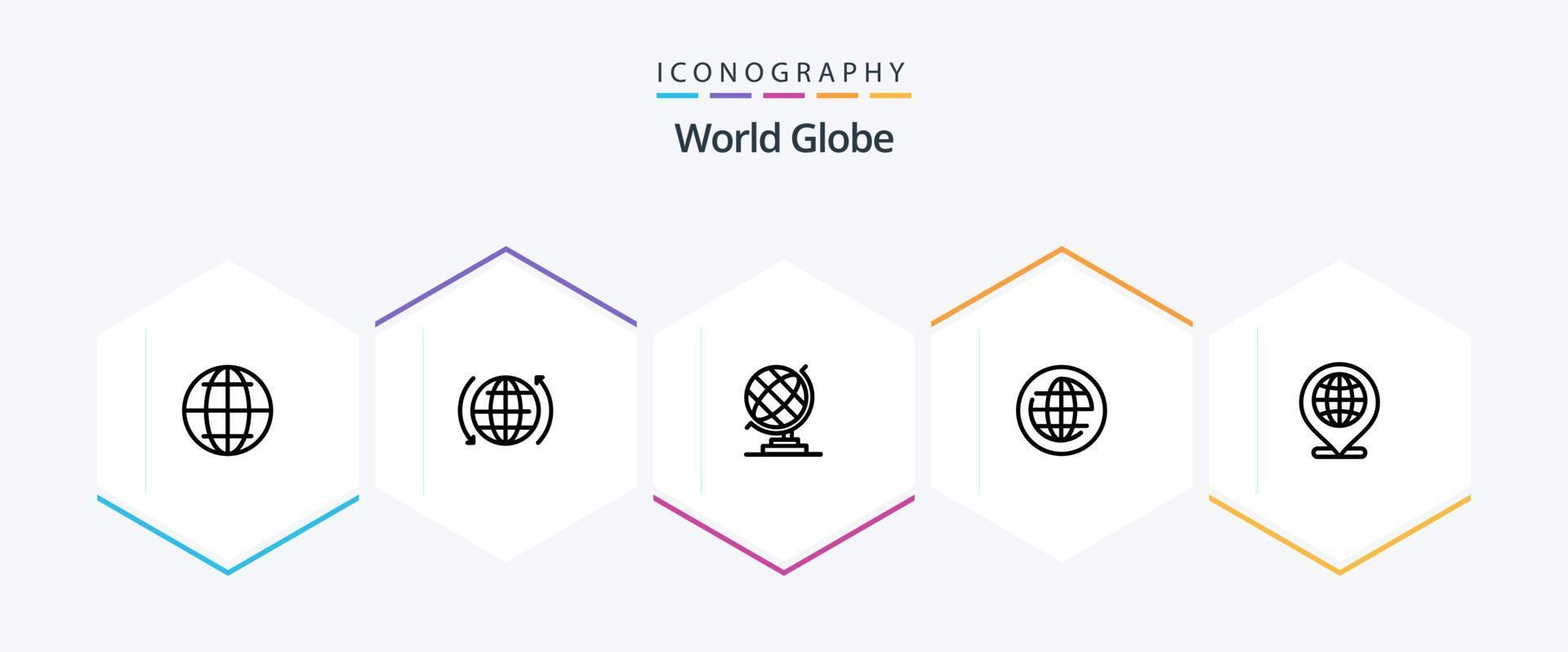 paquete de iconos de globo de 25 líneas que incluye la ubicación. globo. geografía. global. globo vector