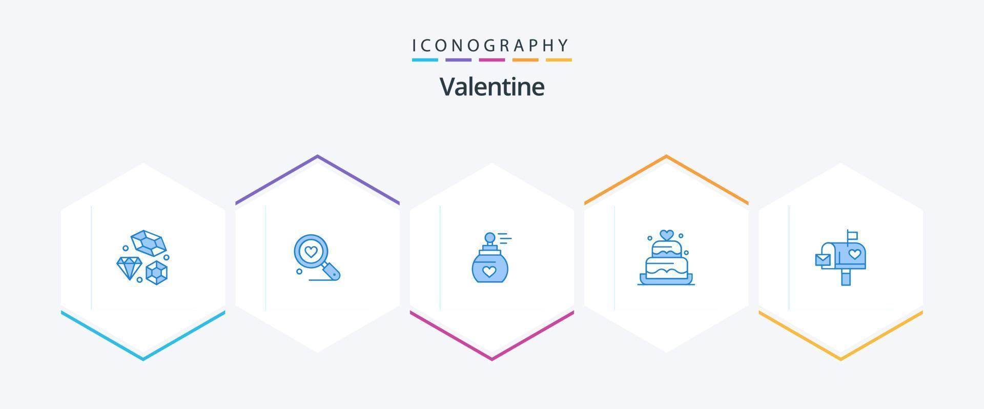 Valentine 25 Blue icon pack including mail box. heart. perfume. love. vector