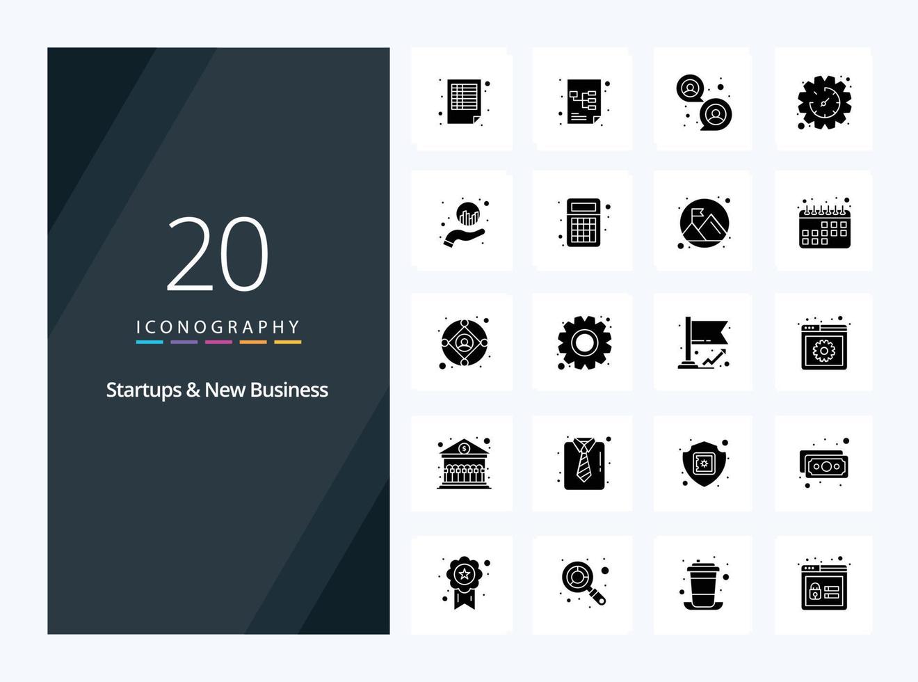 20 Startups And New Business Solid Glyph icon for presentation vector