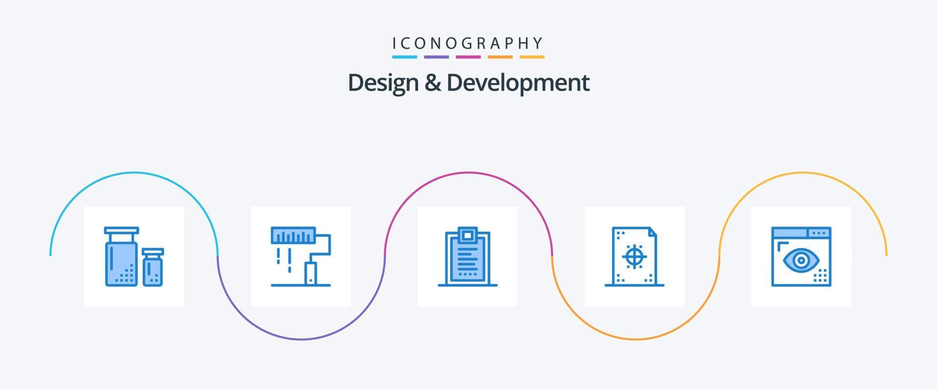 paquete de iconos azul 5 de diseño y desarrollo que incluye desarrollo. codificación. pintar. desarrollo. entrega vector