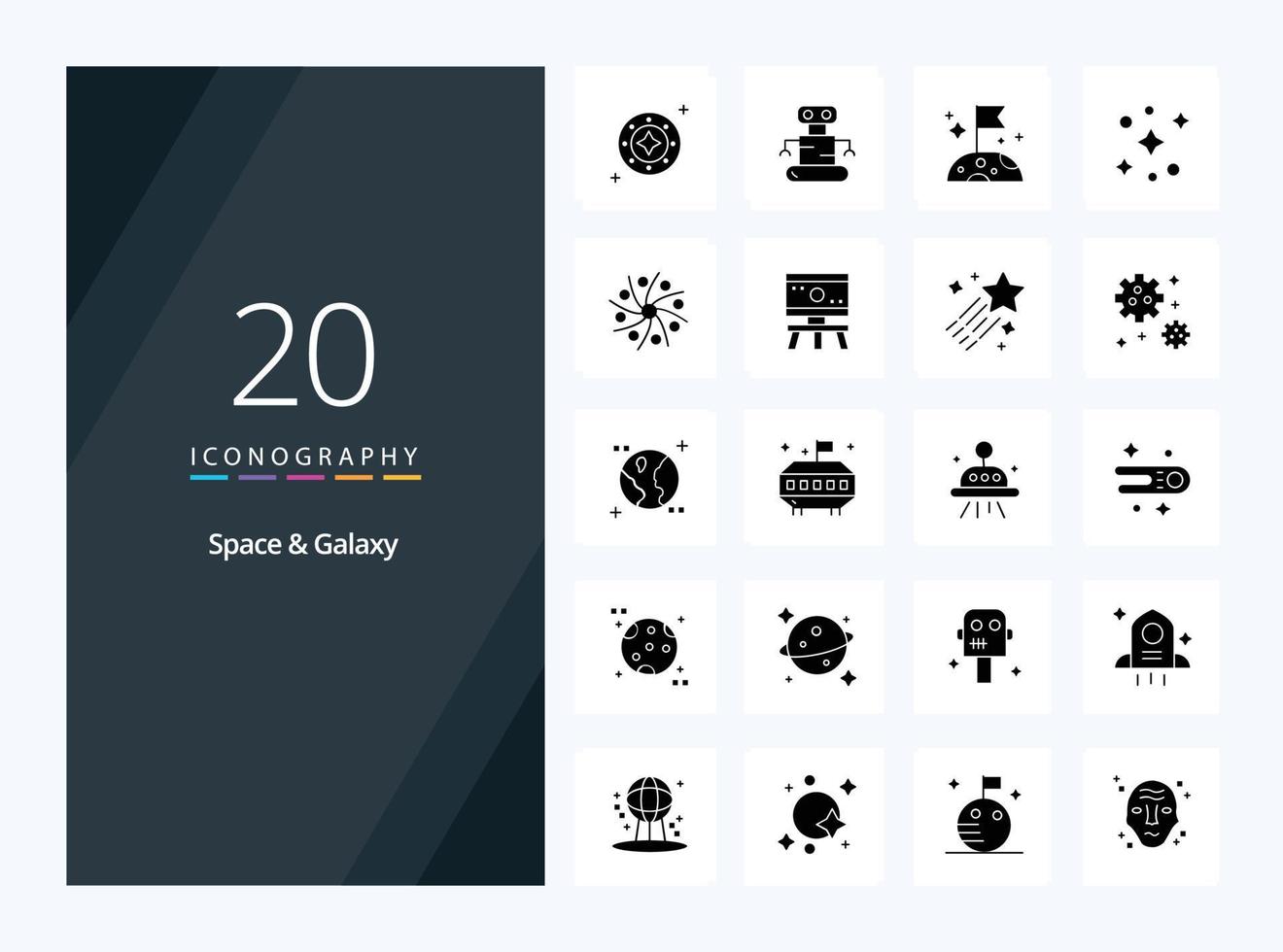 20 Space And Galaxy Solid Glyph icon for presentation vector