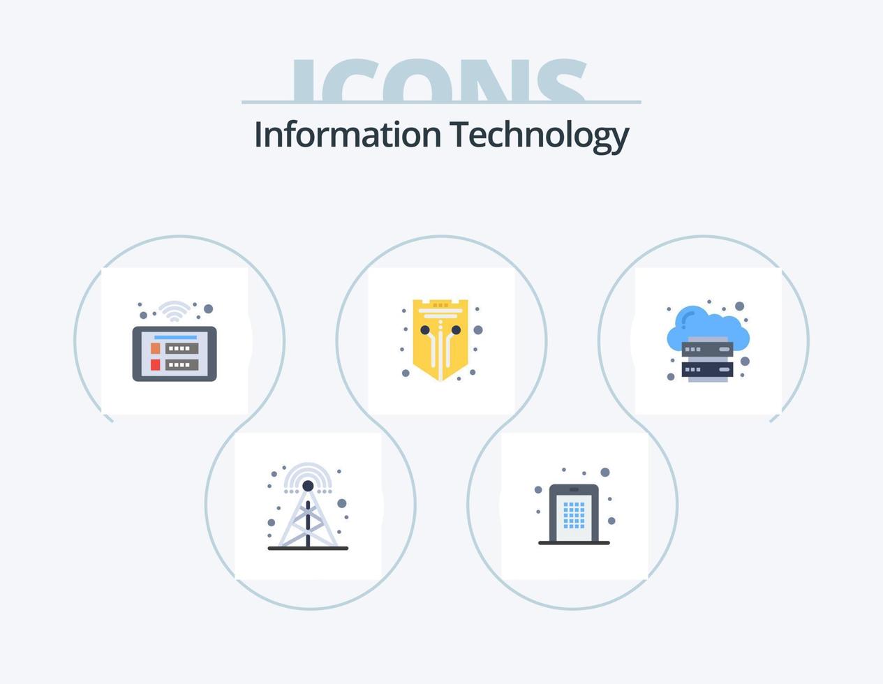 Information Technology Flat Icon Pack 5 Icon Design. shield. network. pin code. internet. smart vector