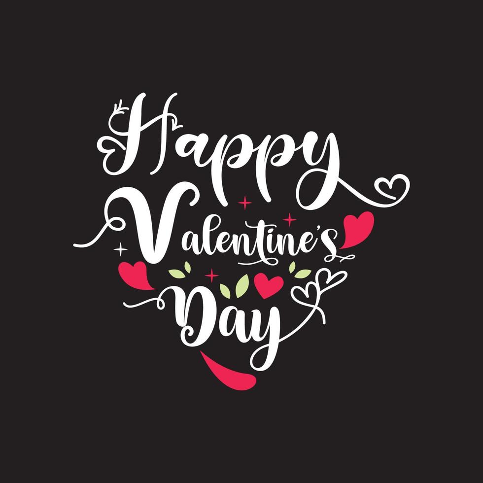 Happy Valentine's Day Typography Design T-Shirt Heart Shape vector