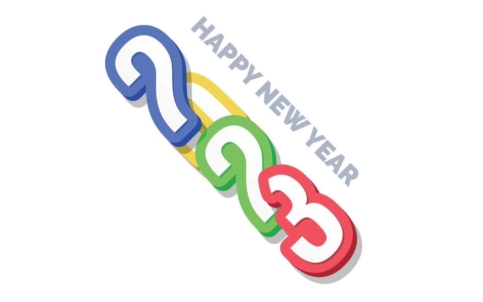 3D Happy new year 2023 logo design vector