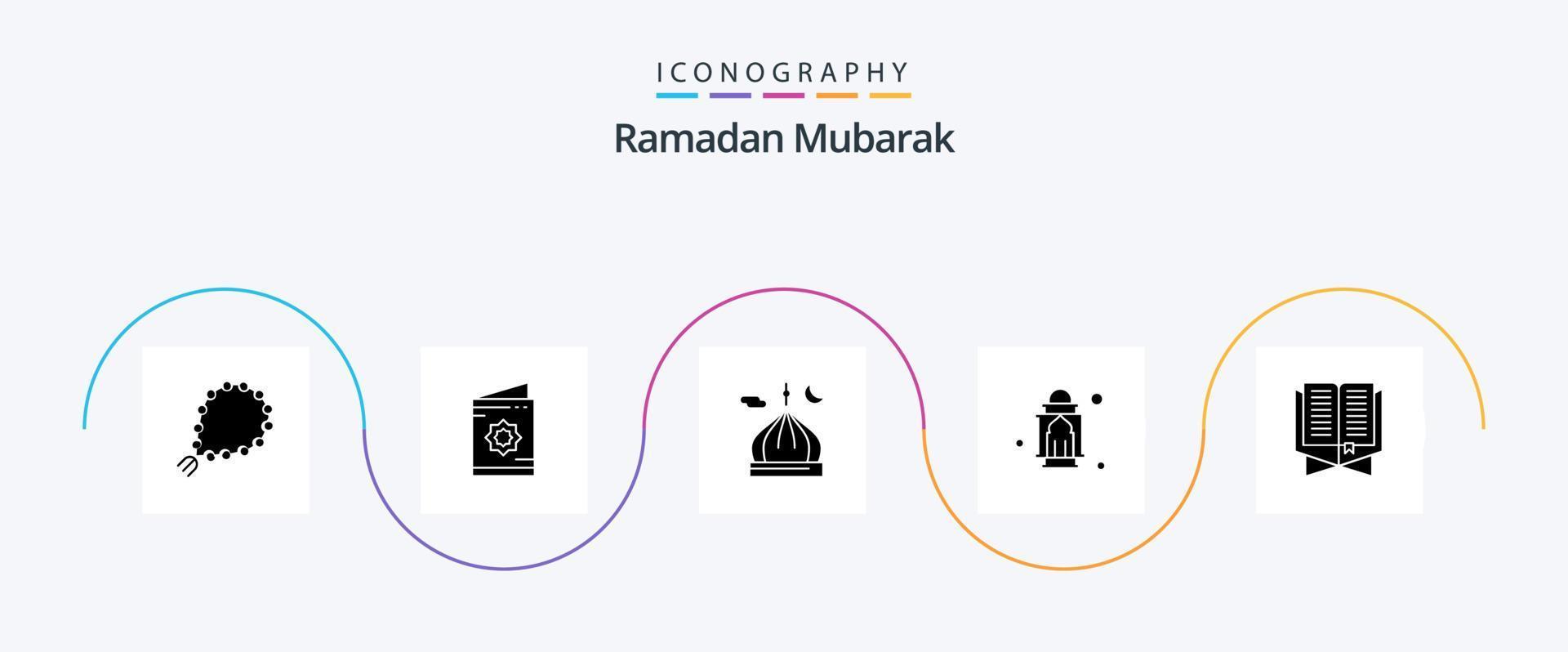 Ramadan Glyph 5 Icon Pack Including islam. quran. muslim. pray. islam vector