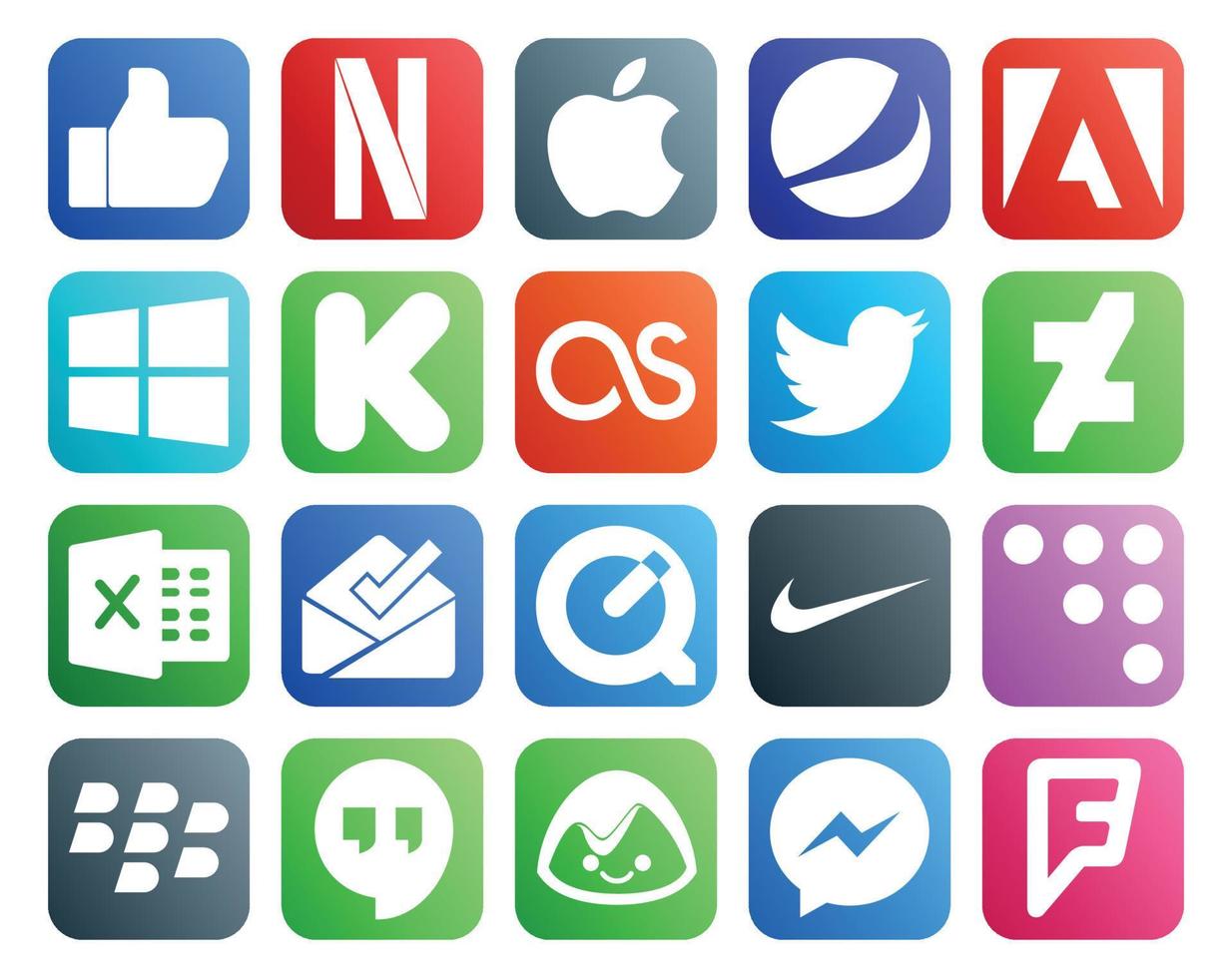 20 Social Media Icon Pack Including hangouts coderwall twitter nike inbox vector