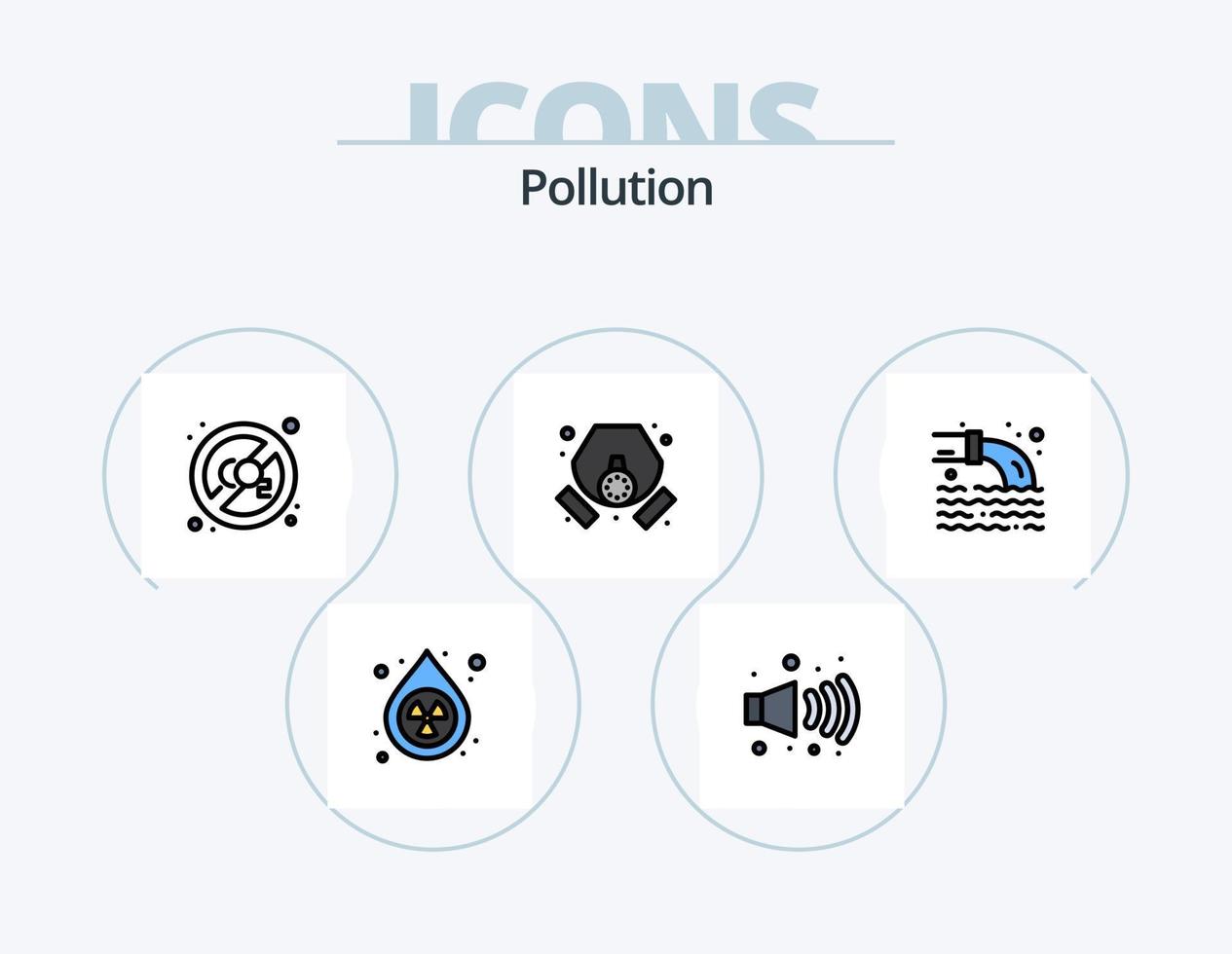 Pollution Line Filled Icon Pack 5 Icon Design. pollution. gas. pollution. waste. leak vector