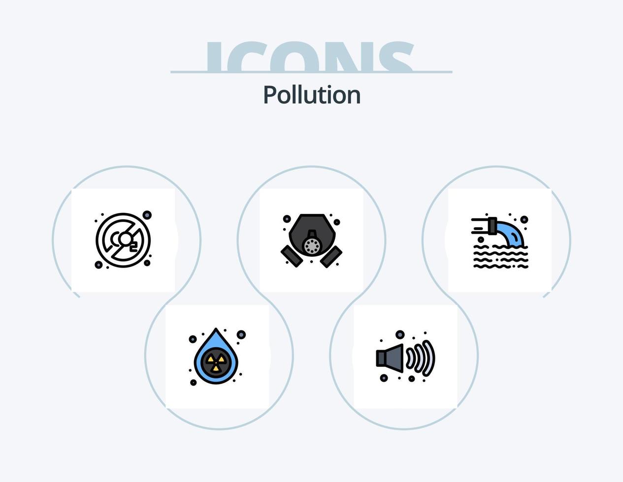 paquete de iconos lleno de línea de contaminación 5 diseño de iconos. contaminación. gas. contaminación. desperdiciar. filtración vector