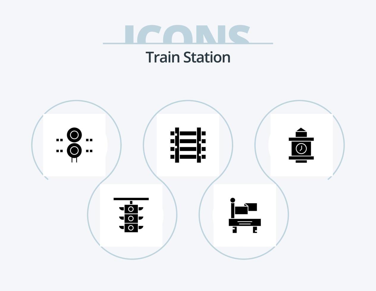 Train Station Glyph Icon Pack 5 Icon Design. train. train. sign. station. transportation vector