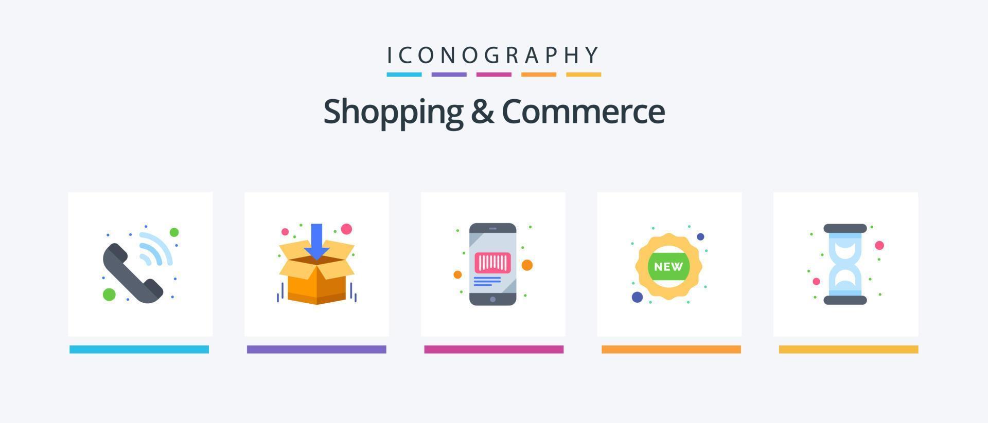 Shopping And Commerce Flat 5 Icon Pack Including hour. sticker. barcode. new. scanner. Creative Icons Design vector