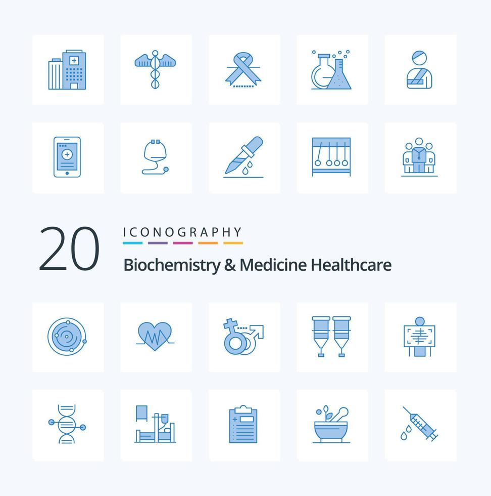 20 Biochemistry And Medicine Healthcare Blue Color icon Pack like xray syringe gender medical blood vector