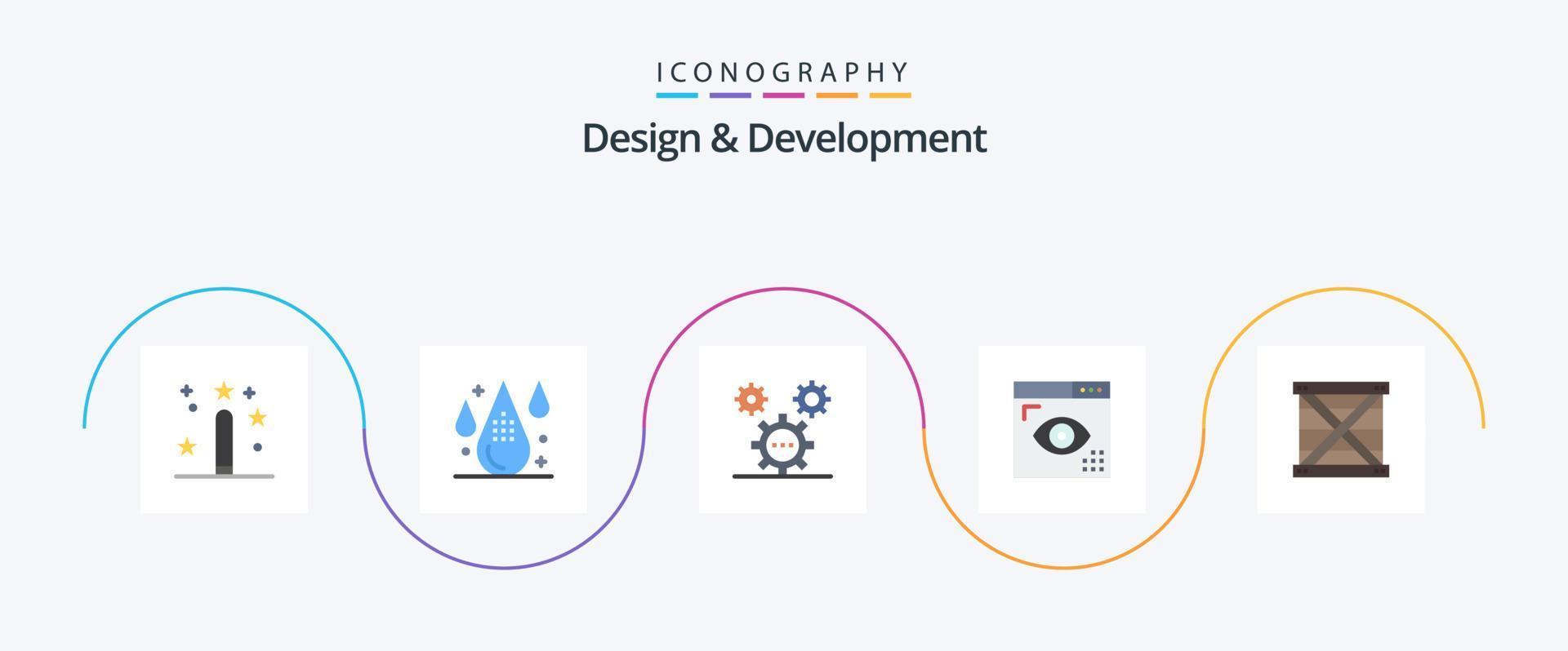 Design and Development Flat 5 Icon Pack Including development. coding. development. programing. development vector