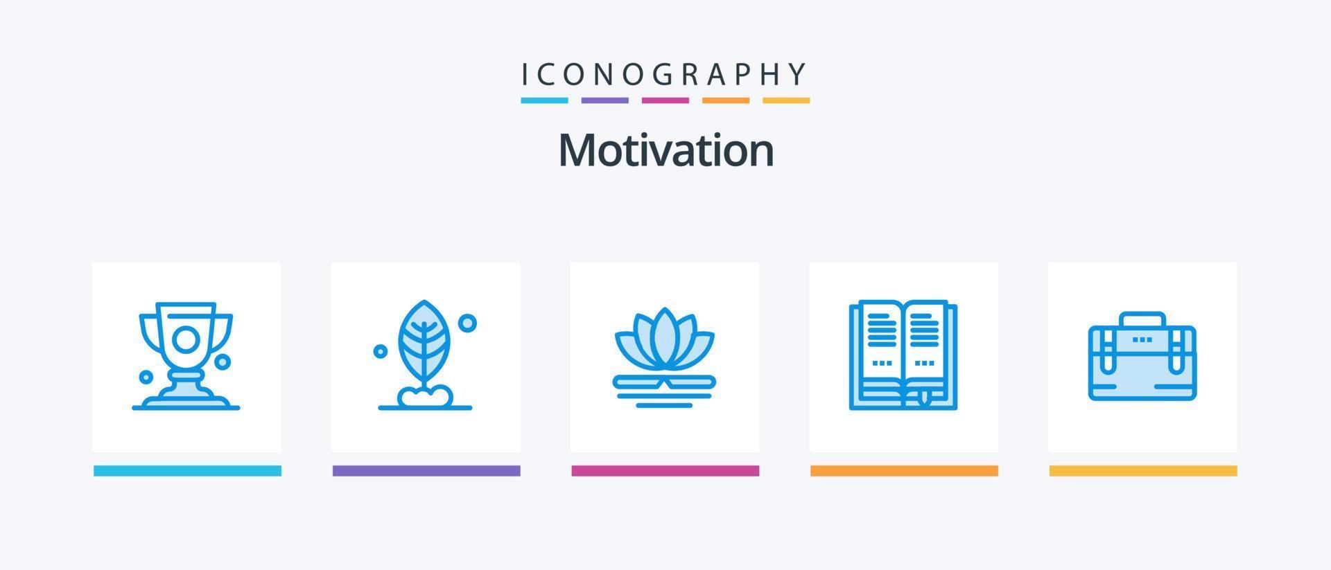 Motivation Blue 5 Icon Pack Including motivation. office bag. spa. bag. education. Creative Icons Design vector