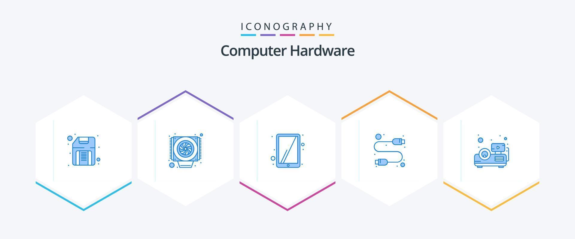 Computer Hardware 25 Blue icon pack including . presentation. tablet. beamer. hardware vector